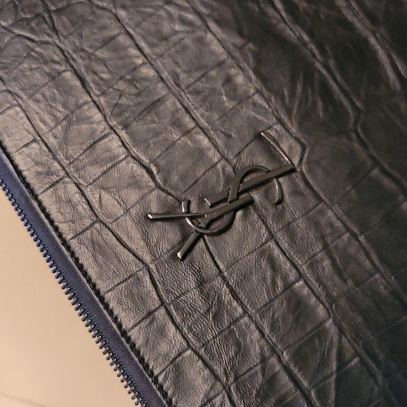 Yves Saint Laurent Bags Ysl Black On Black Leather Laptop Document